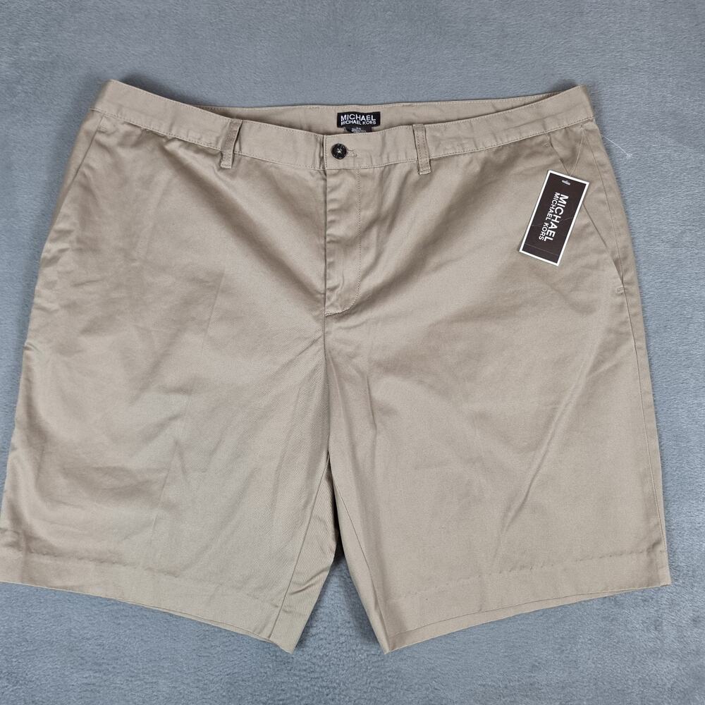 Michael Kors Men's Khaki Chino Shorts Size 40 NWT Flat Front Casual MSRP $90